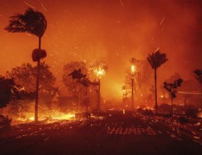 rue en flammes incendie à los angeles 2025